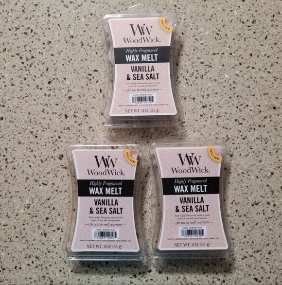 3 WoodWick Wax Melts Vanilla & Sea Salt Home Fragrance 6 Squares Per Package NEW - Picture 2 of 4